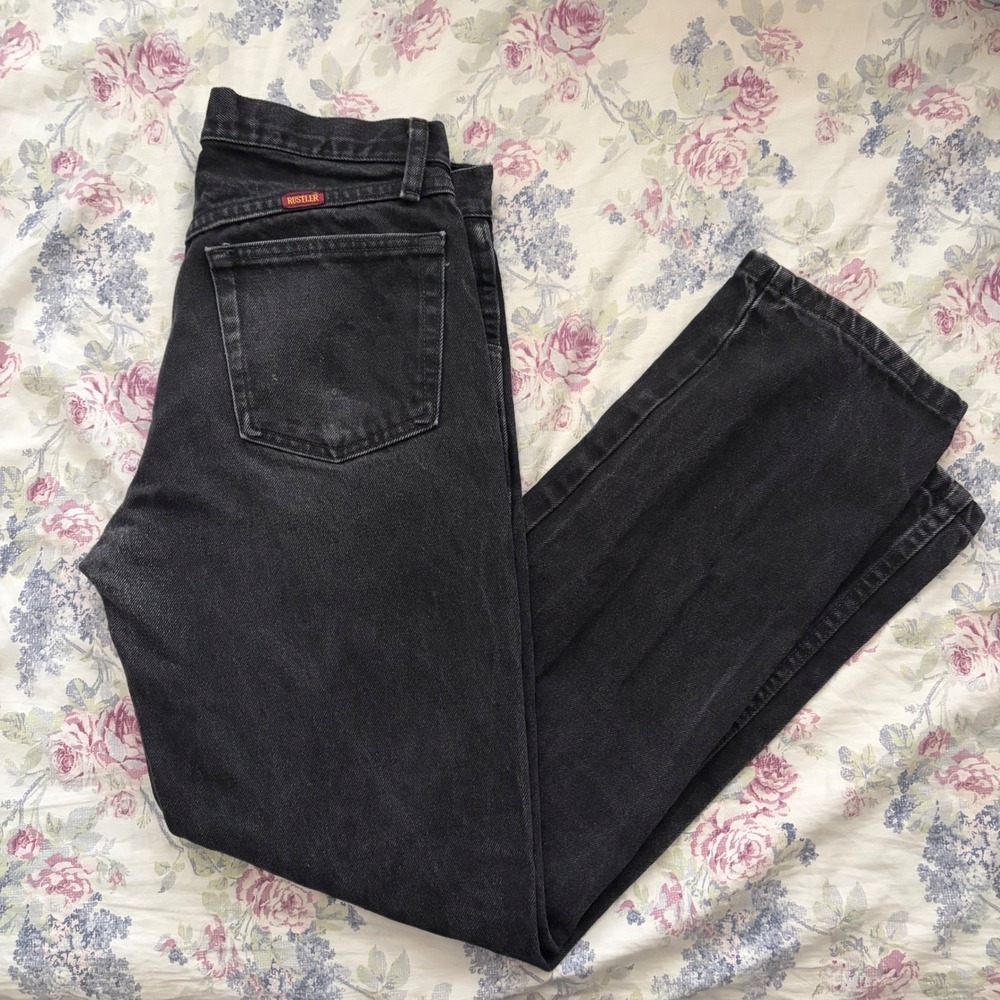 Rustler Mens Regular Fit Straight Leg Black Denim Jeans 30x30 1087619CB